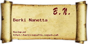 Berki Nanetta névjegykártya